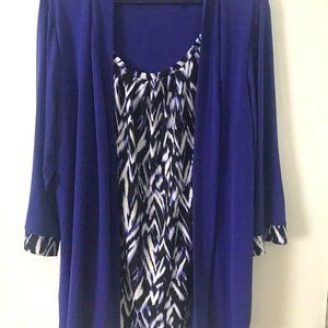 Royal Purple blouse with attached cardigan